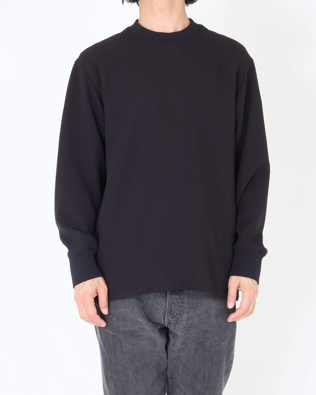 イスピラ / SH-IS-AS-0-009 スウェットライク ロングスリーブT-SHIRT / ブラック