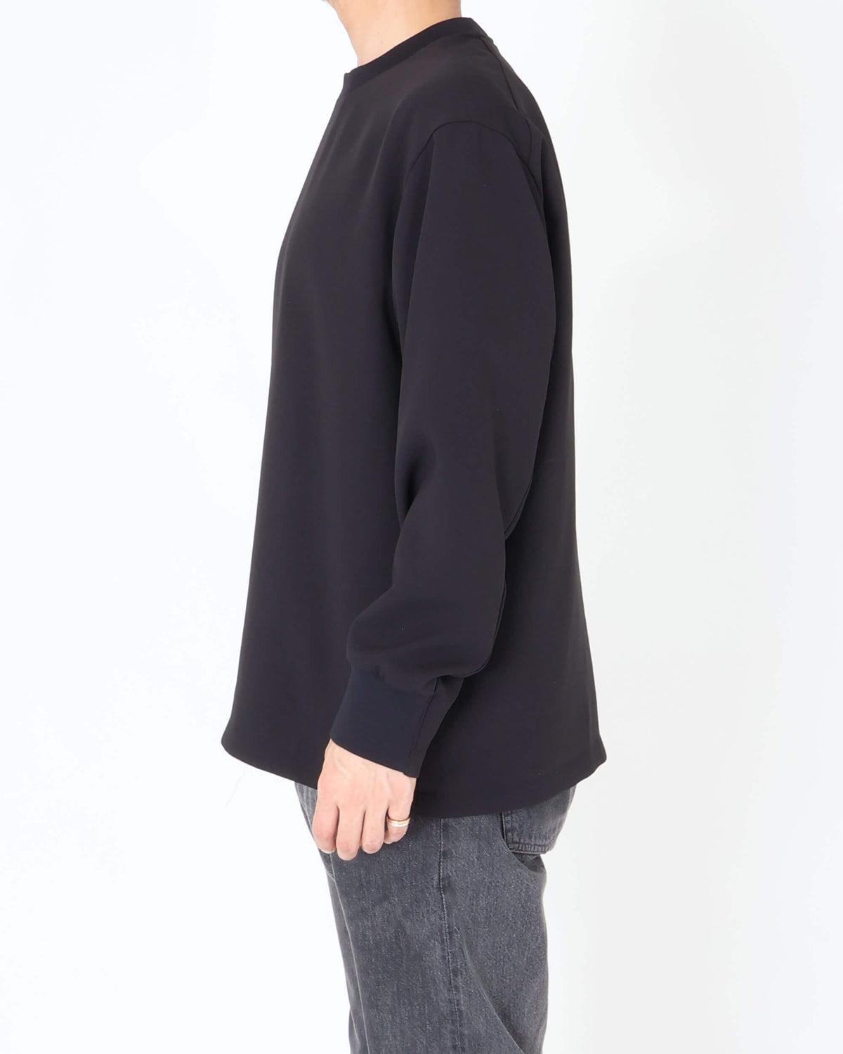 イスピラ / SH-IS-AS-0-009 スウェットライク ロングスリーブT-SHIRT / ブラック