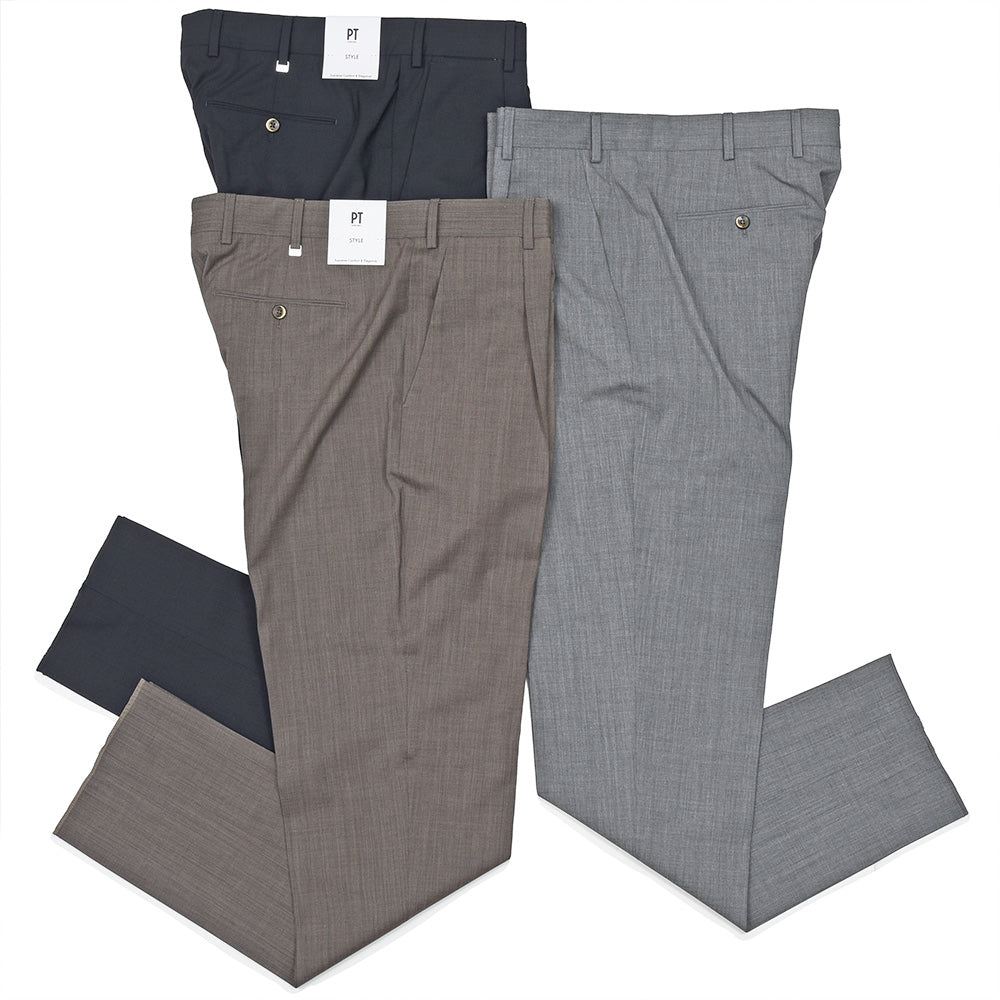 PT TORINO(ピーティートリノ) ヴァージンウール ストレッチ 4シーズン 1プリーツパンツ UNION FIT/TO77