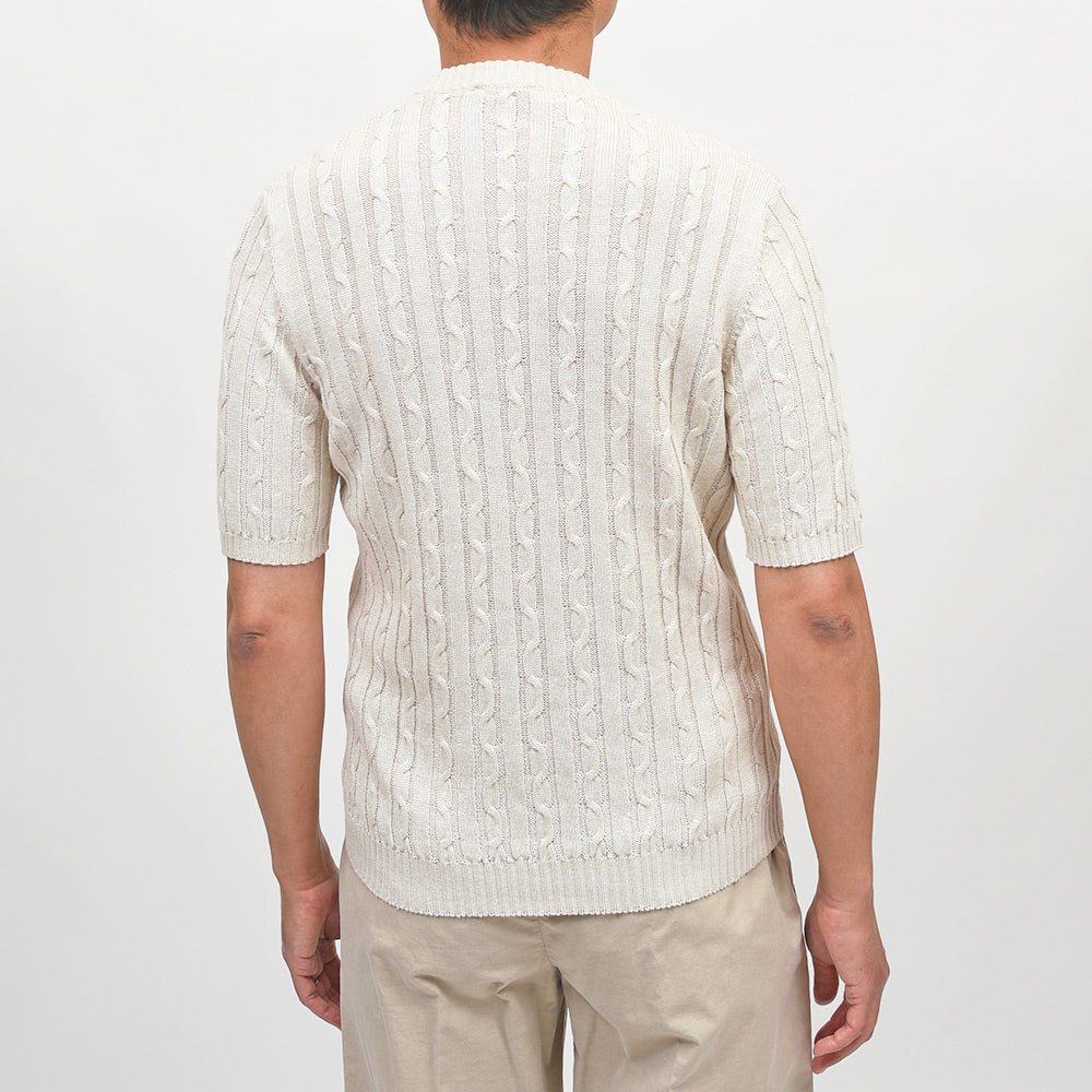 Settefili Cashmere(セッテフィーリ カシミア) リネンコットン ケーブル クルーネックニット