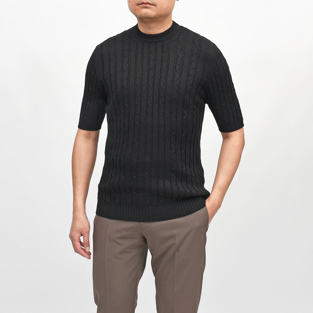 Settefili Cashmere(セッテフィーリ カシミア) リネンコットン ケーブル クルーネックニット