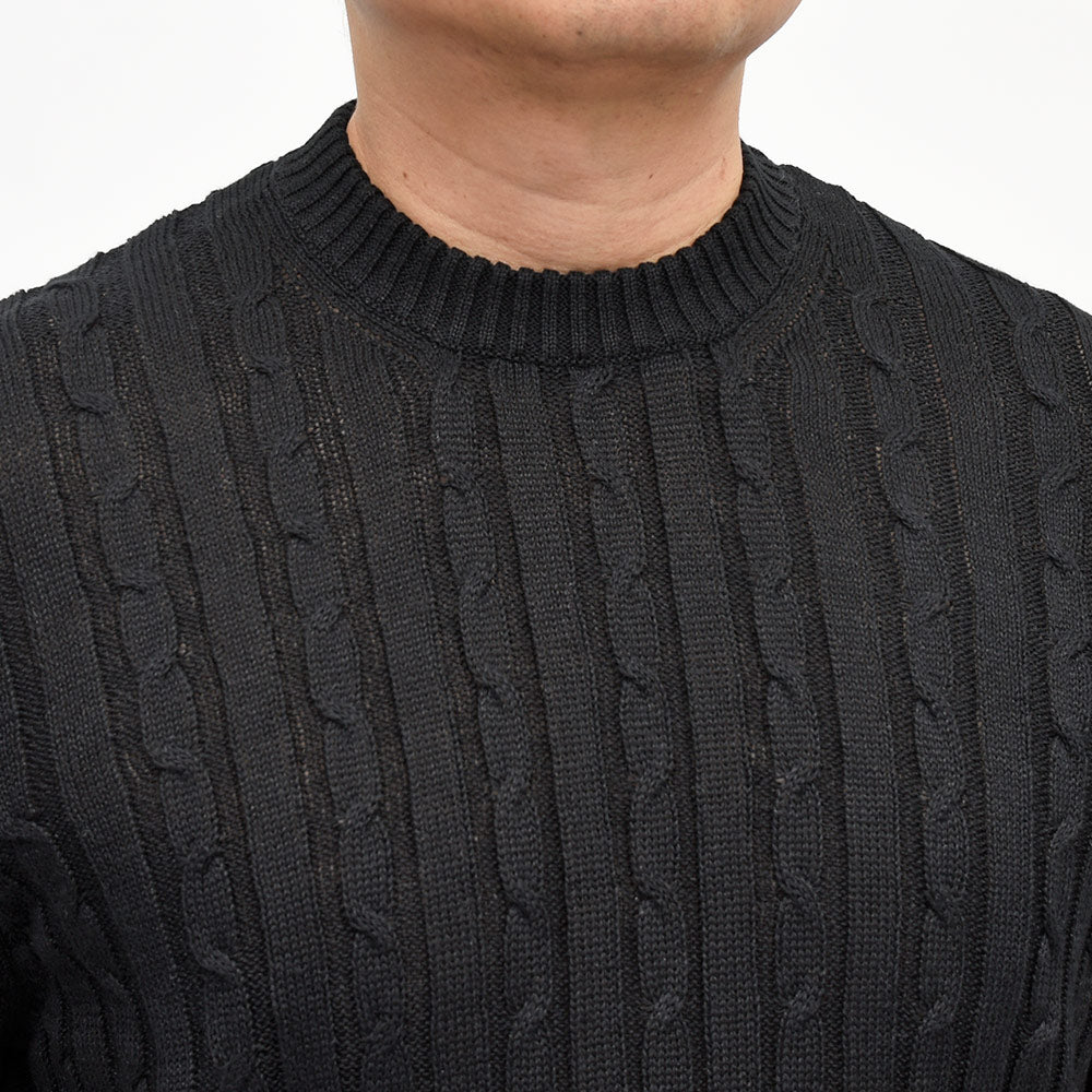 Settefili Cashmere(セッテフィーリ カシミア) リネンコットン ケーブル クルーネックニット