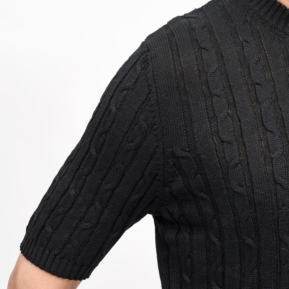 Settefili Cashmere(セッテフィーリ カシミア) リネンコットン ケーブル クルーネックニット