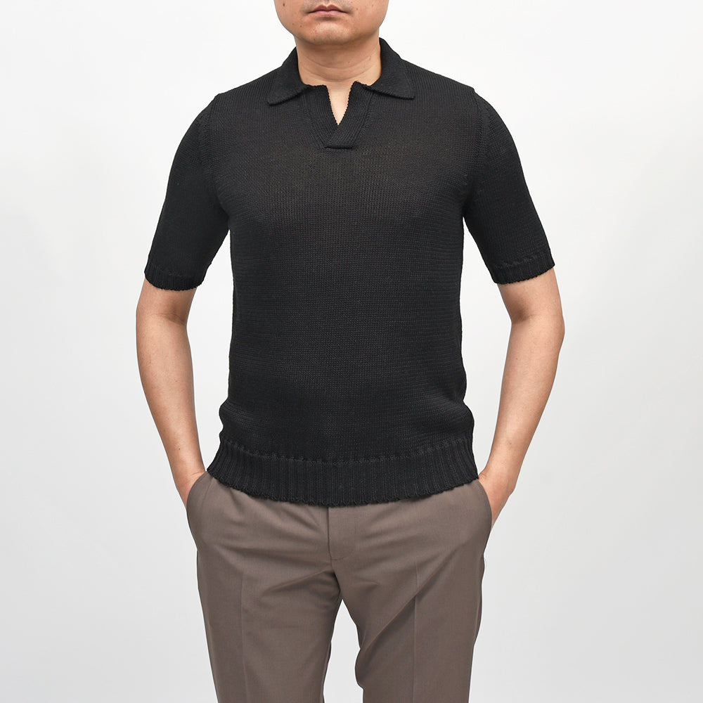 Settefili Cashmere(セッテフィーリ カシミア) リネンコットン スキッパーニットポロ