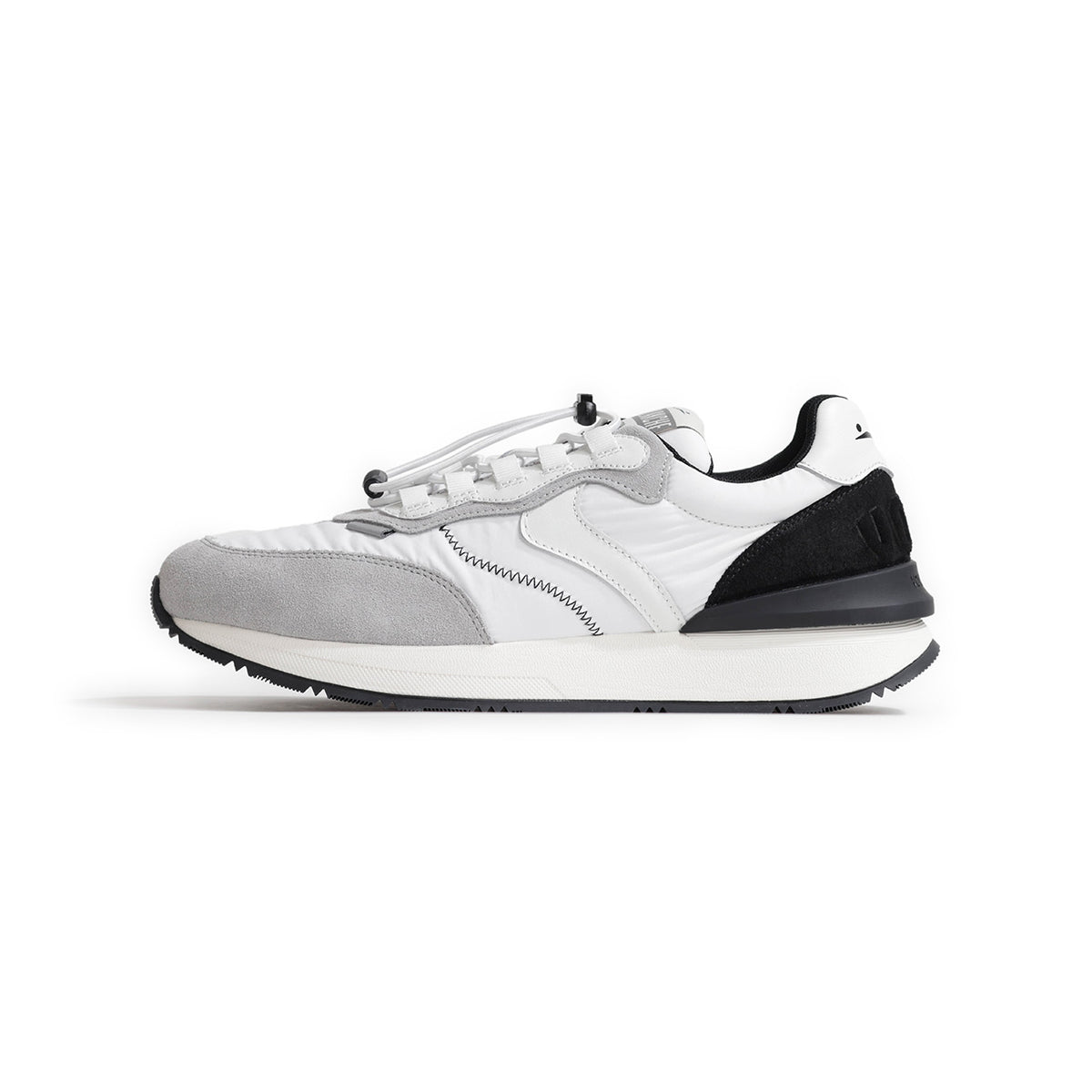 ボイルブランシェ / レザー スエード ナイロン ローカット 厚底 スニーカー/QWARK EASY QUICK 01 1B18 ホワイト グレー