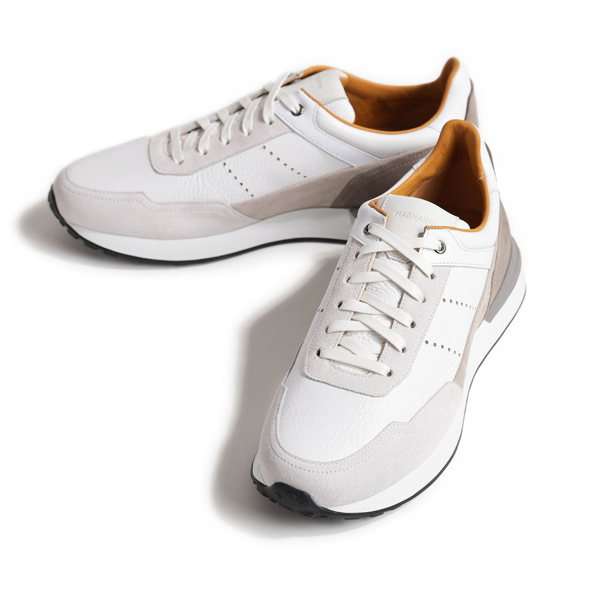 マグナーニ / レザー スエード ローカット レースアップ ランニングシューズ/EVA 25355 WHITE