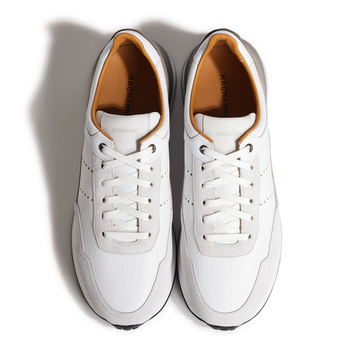 マグナーニ / レザー スエード ローカット レースアップ ランニングシューズ/EVA 25355 WHITE
