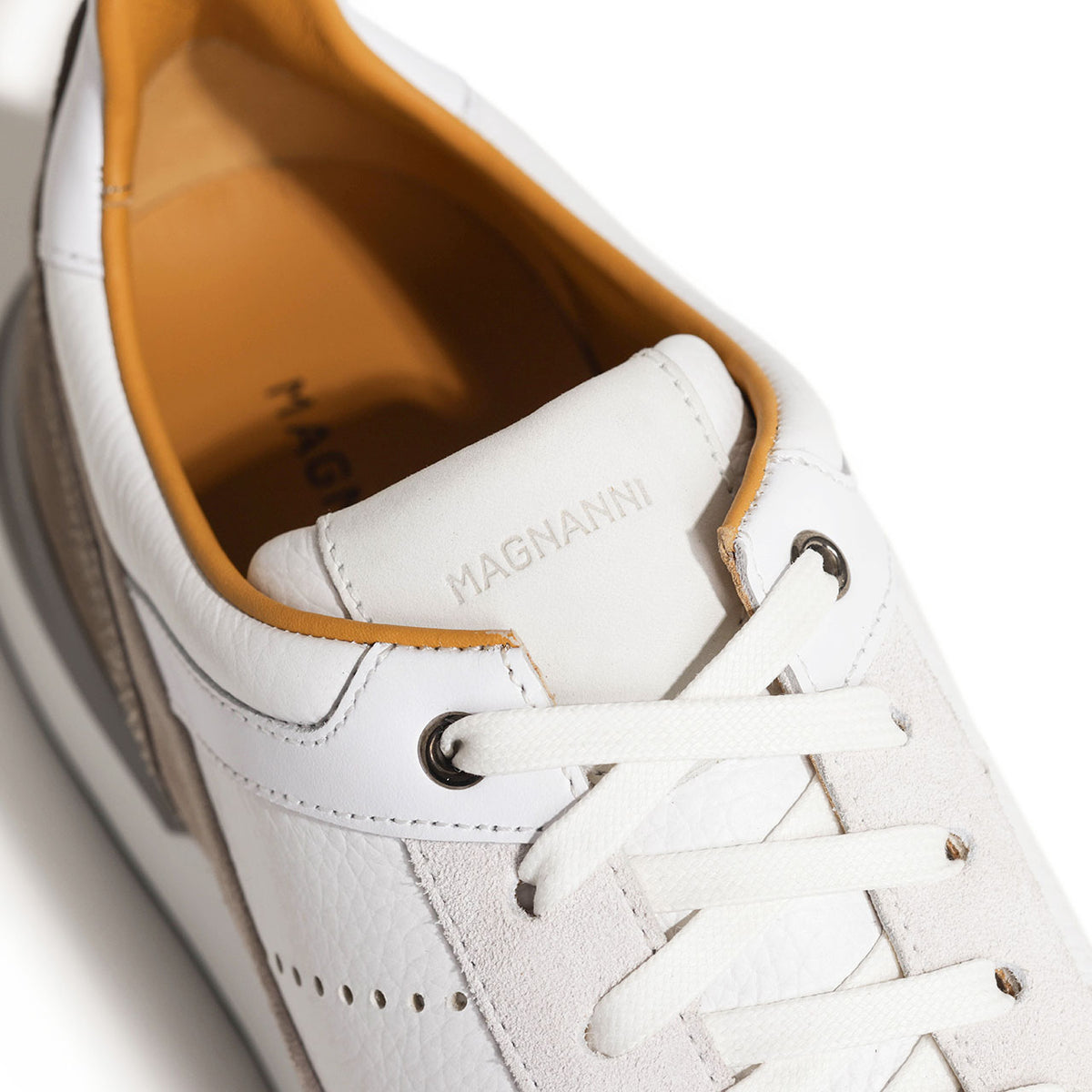 マグナーニ / レザー スエード ローカット レースアップ ランニングシューズ/EVA 25355 WHITE