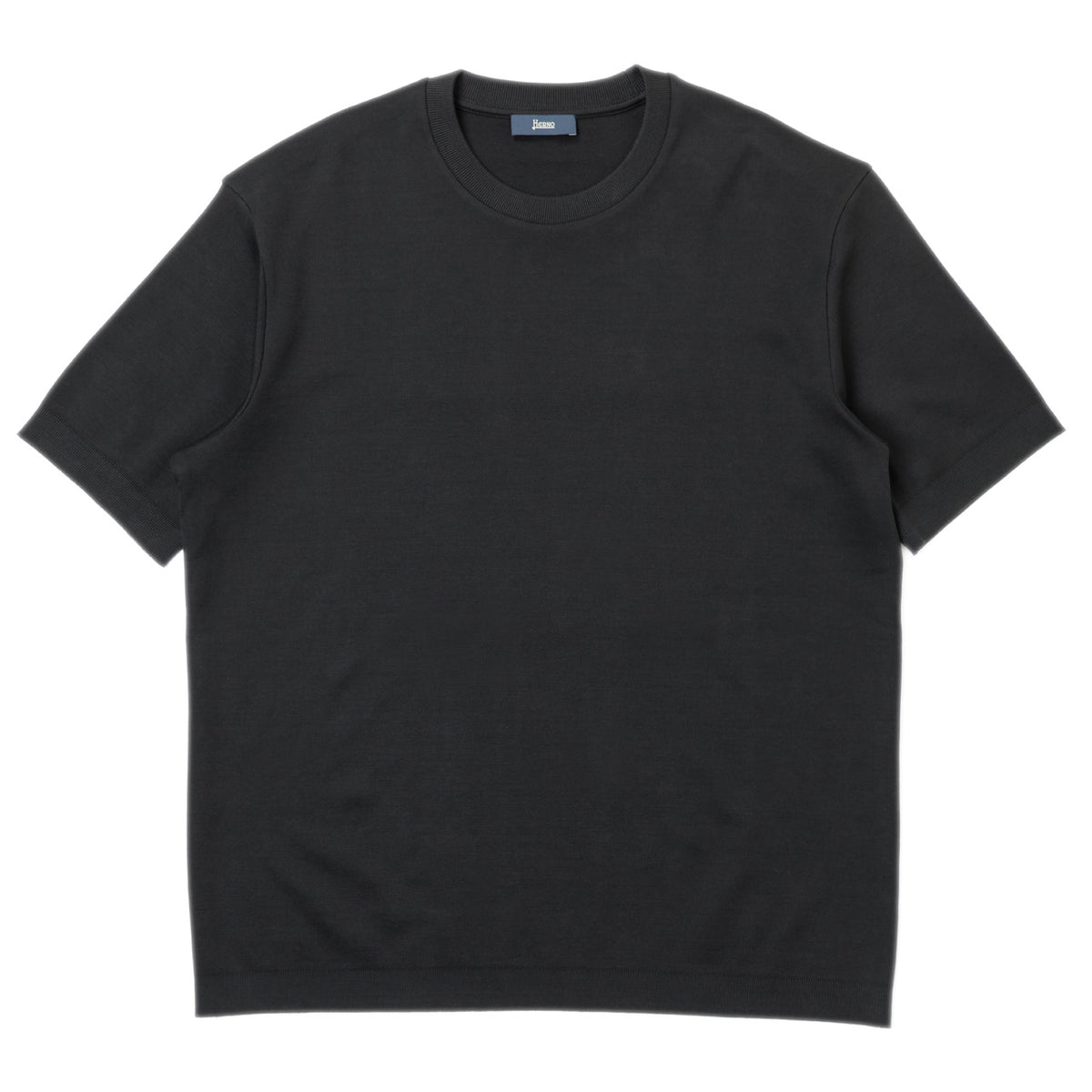 HERNO ヘルノ カットソー クルーネック コットン ジャージ ニット調 半袖 JG000206U 9300 ブラック