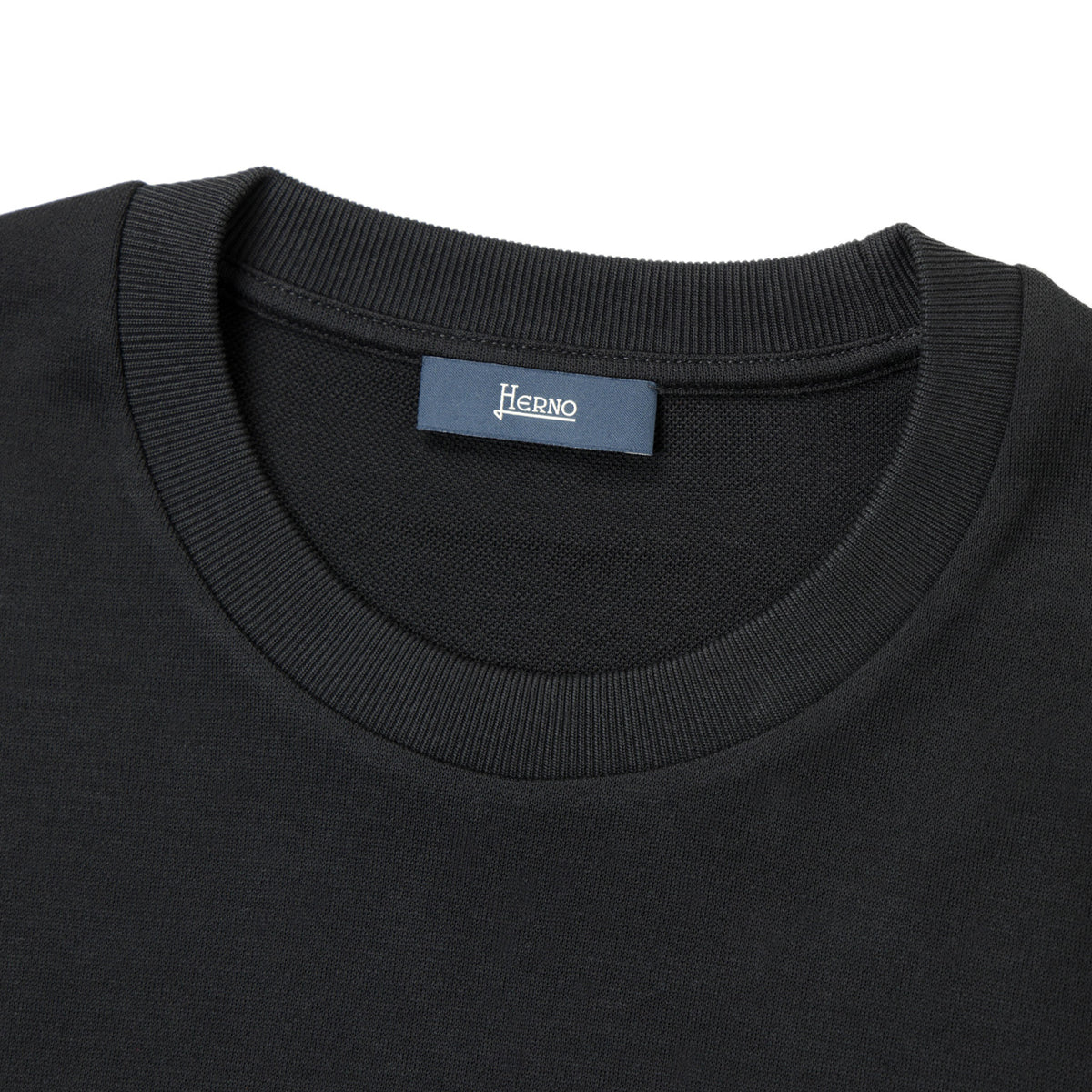HERNO ヘルノ カットソー クルーネック コットン ジャージ ニット調 半袖 JG000206U 9300 ブラック