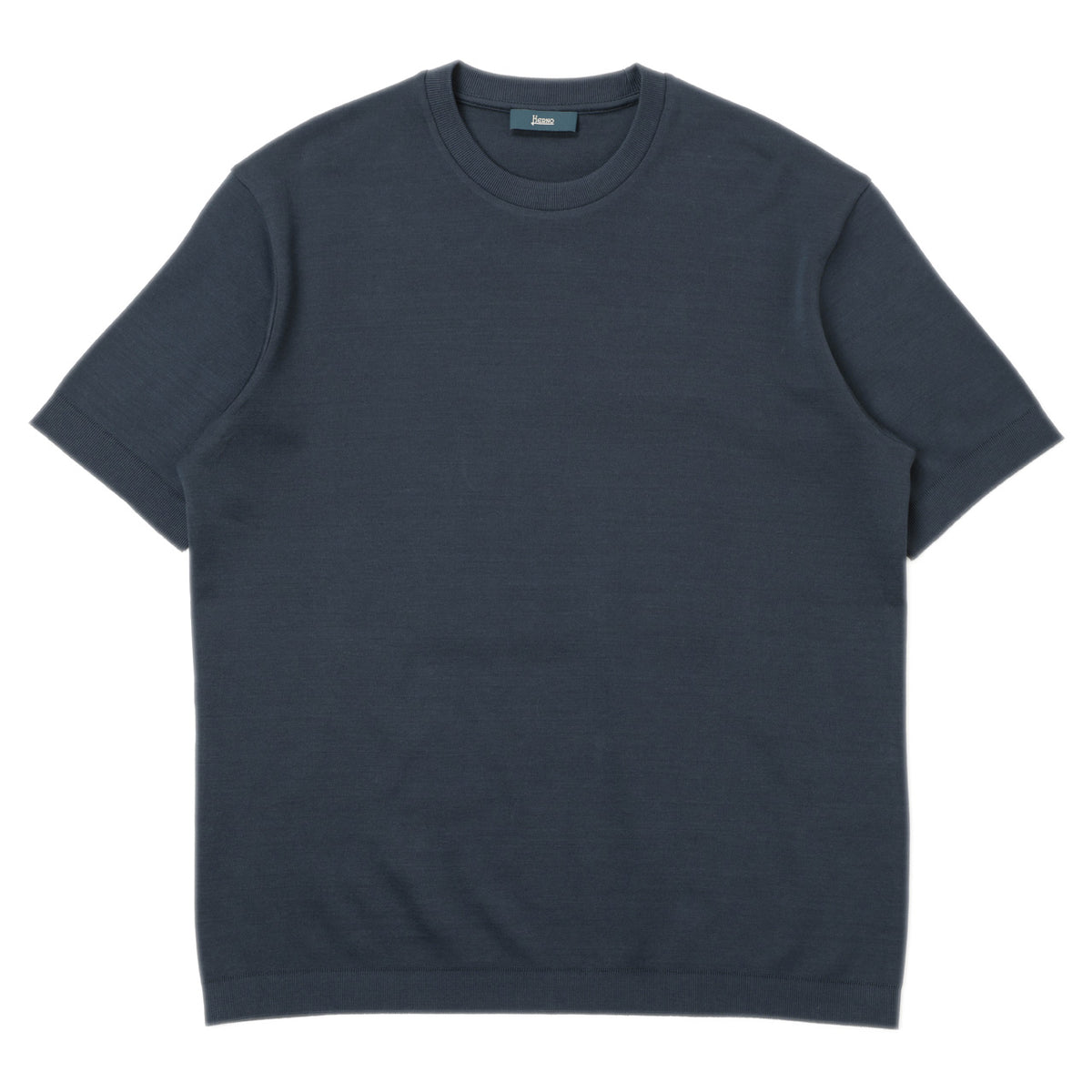 HERNO ヘルノ カットソー クルーネック コットン ジャージ ニット調 半袖 JG000206U 9201 ネイビー