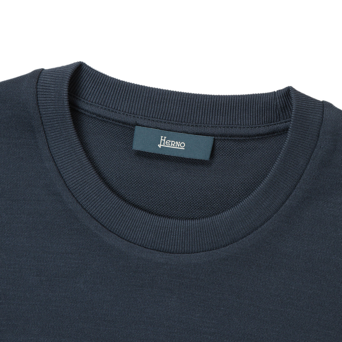 HERNO ヘルノ カットソー クルーネック コットン ジャージ ニット調 半袖 JG000206U 9201 ネイビー