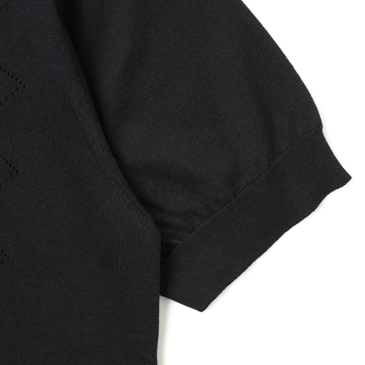 ピアチェンツァ / ハイゲージ シルク コットン 半袖 スキッパー ニット/POLO SAILOR M1540016001 999 ブラック
