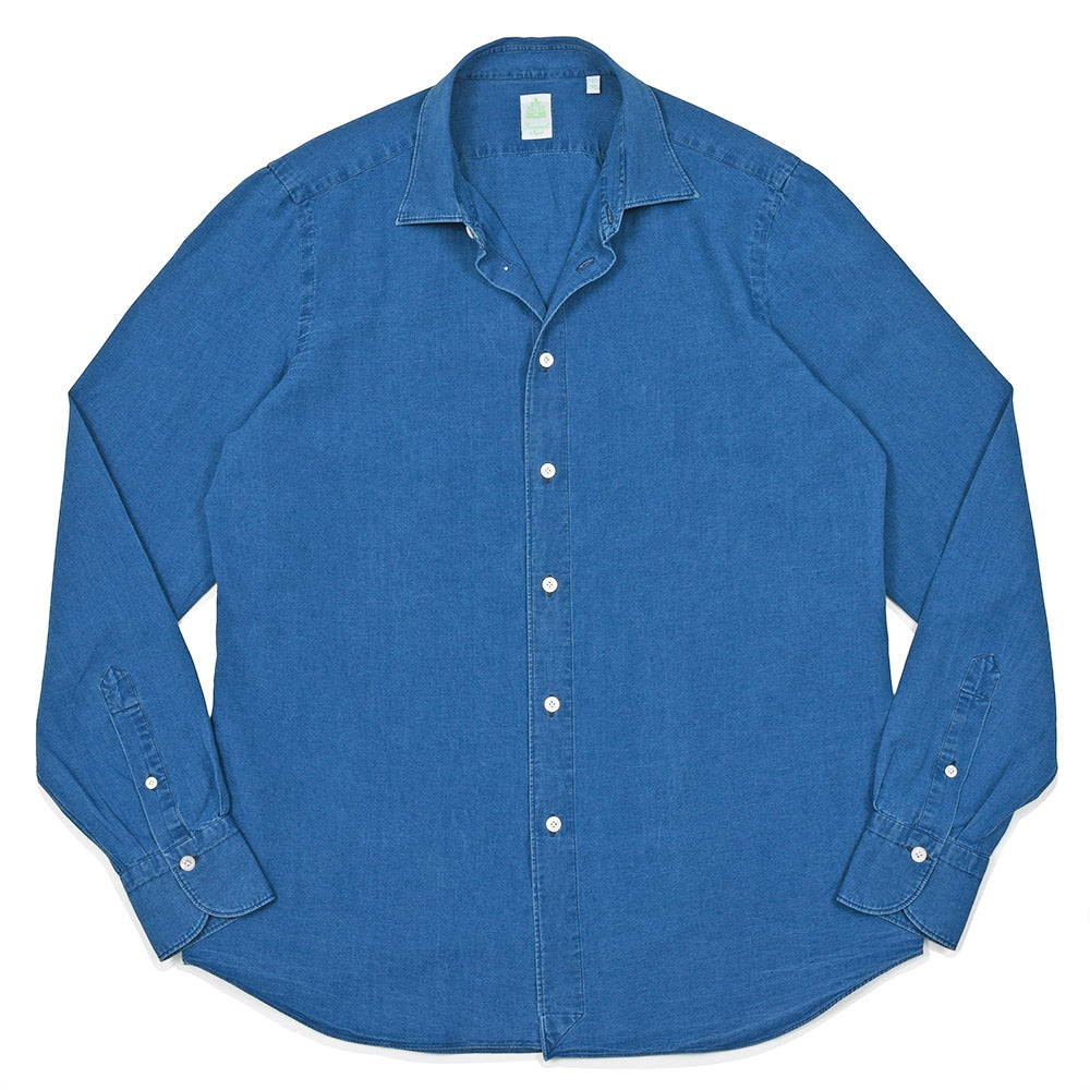 Finamore(フィナモレ) VITTORIO/BALI コットンシャンブレー セミワイドカラーシャツ