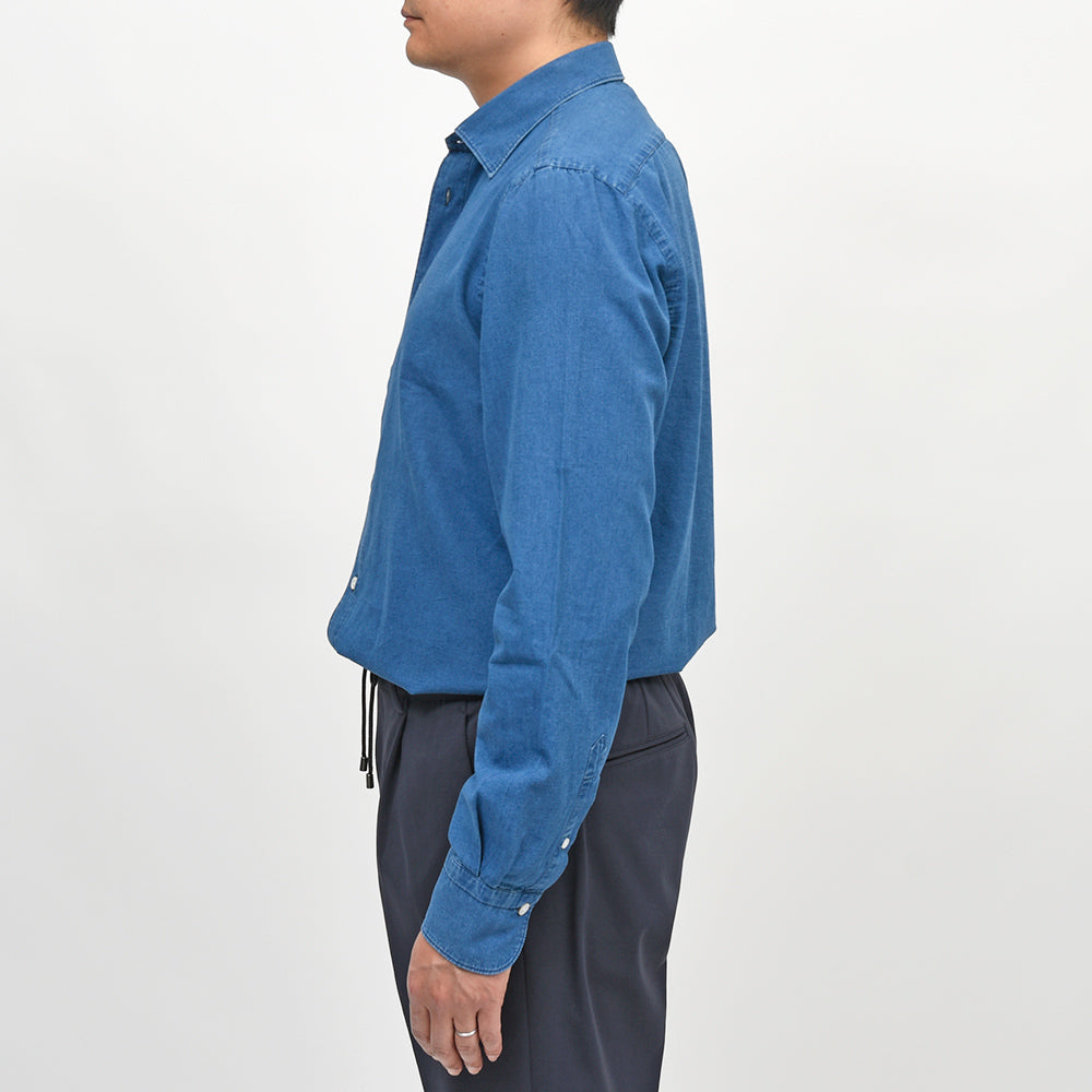 Finamore(フィナモレ) VITTORIO/BALI コットンシャンブレー セミワイドカラーシャツ