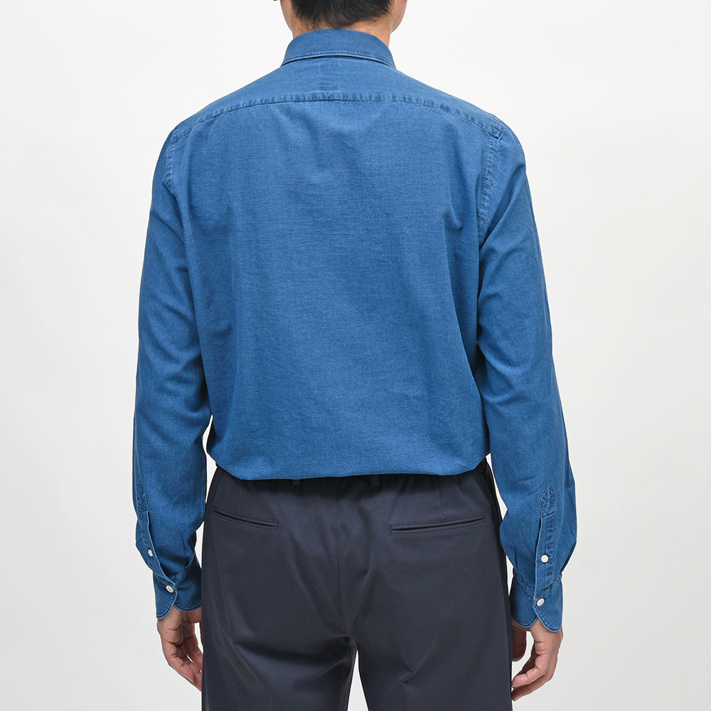 Finamore(フィナモレ) VITTORIO/BALI コットンシャンブレー セミワイドカラーシャツ