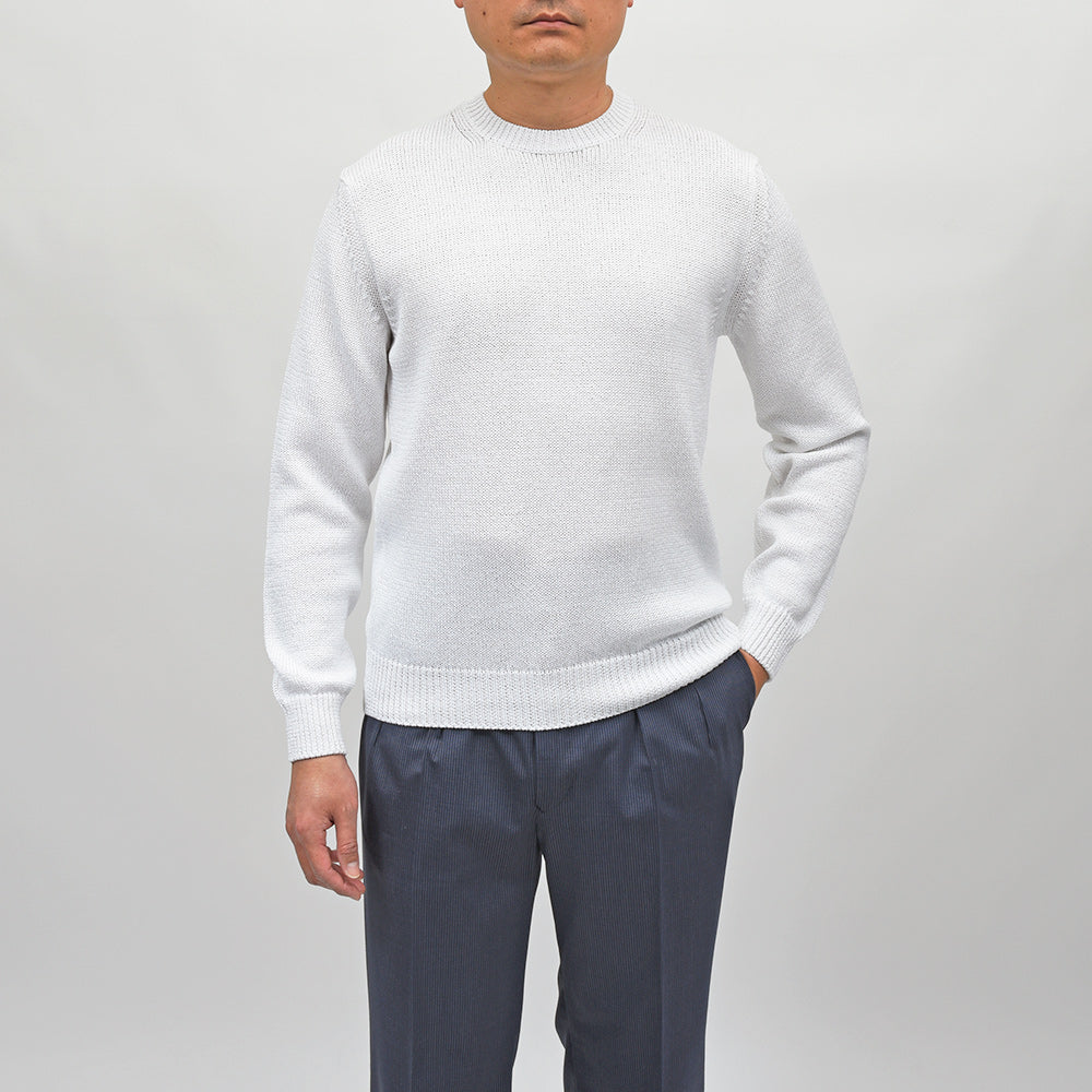 morgano(モルガーノ) コットン ミドルゲージ クルーネックニット