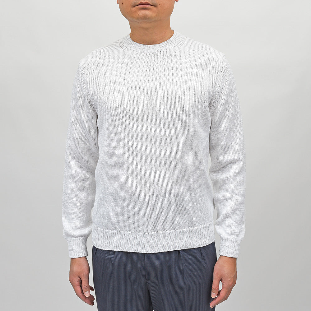 morgano(モルガーノ) コットン ミドルゲージ クルーネックニット
