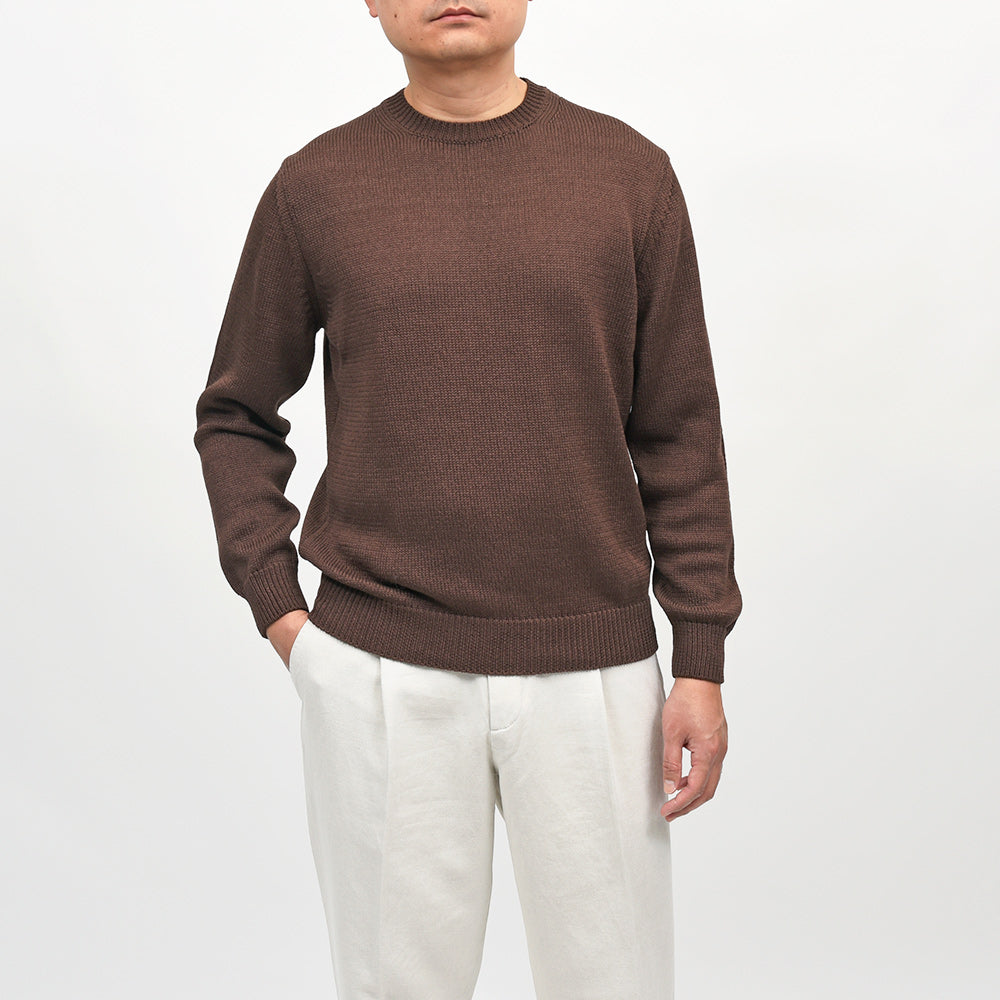 morgano(モルガーノ) コットン ミドルゲージ クルーネックニット