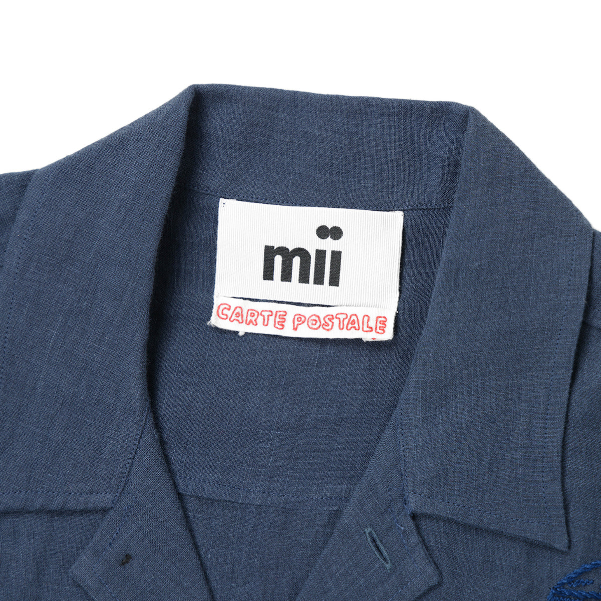 ミーコレクション / オープンカラー 刺繍 リネン シャツ/SHIRT SUBHA NAVY