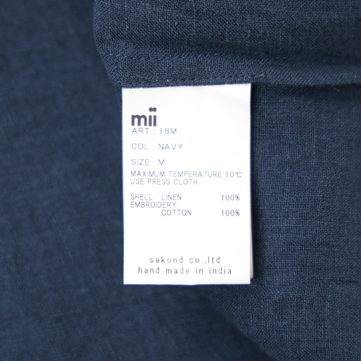 ミーコレクション / オープンカラー 刺繍 リネン シャツ/SHIRT SUBHA NAVY