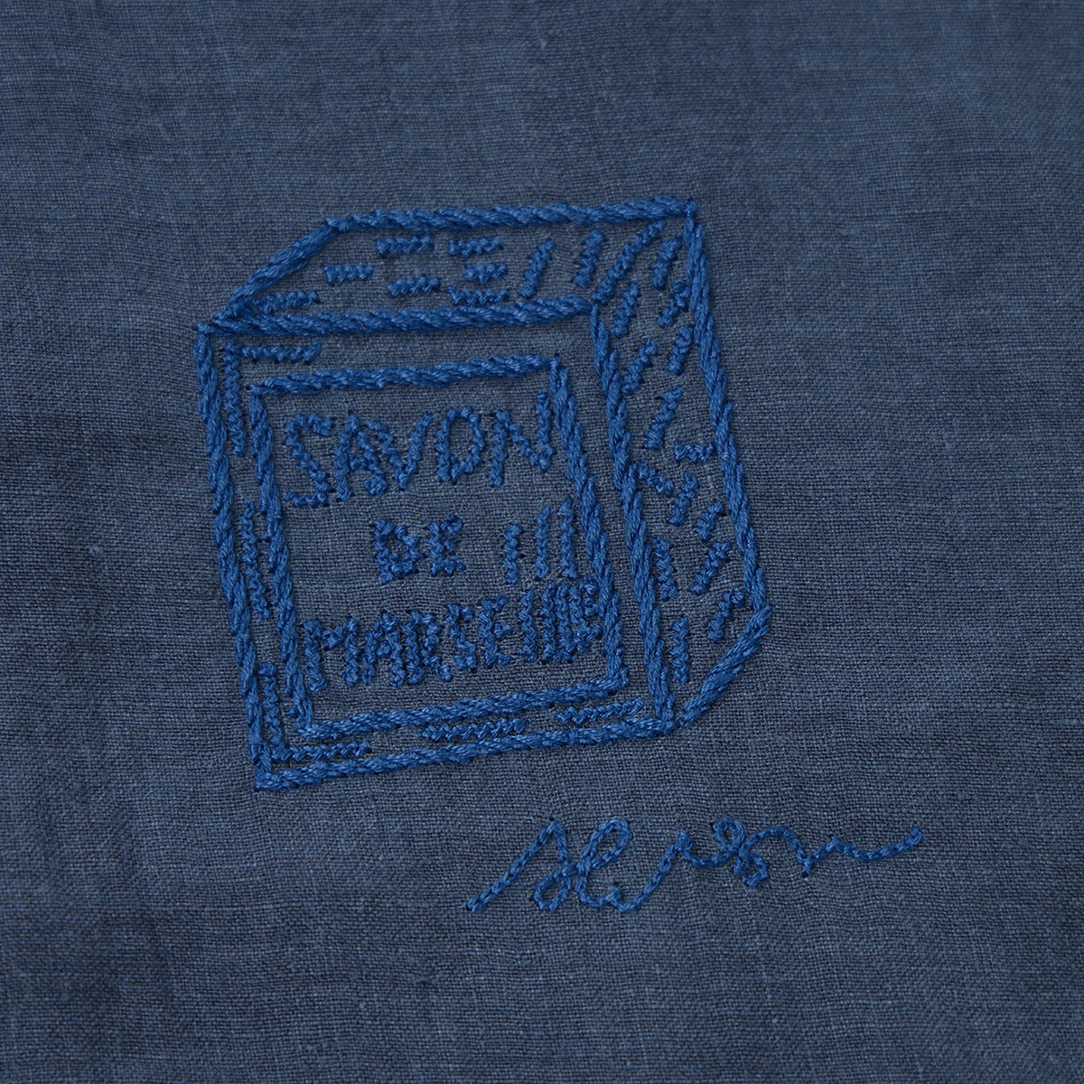 ミーコレクション / オープンカラー 刺繍 リネン シャツ/SHIRT SUBHA NAVY
