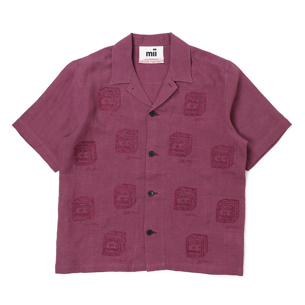 ミーコレクション / オープンカラー 刺繍 リネン シャツ/SHIRT SUBHA BORDEAUX