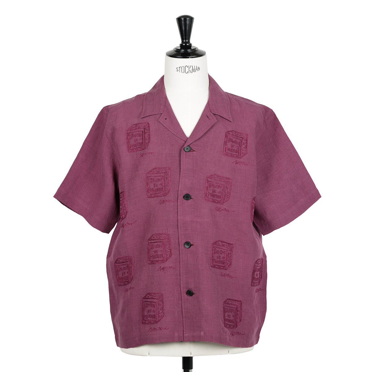 ミーコレクション / オープンカラー 刺繍 リネン シャツ/SHIRT SUBHA BORDEAUX
