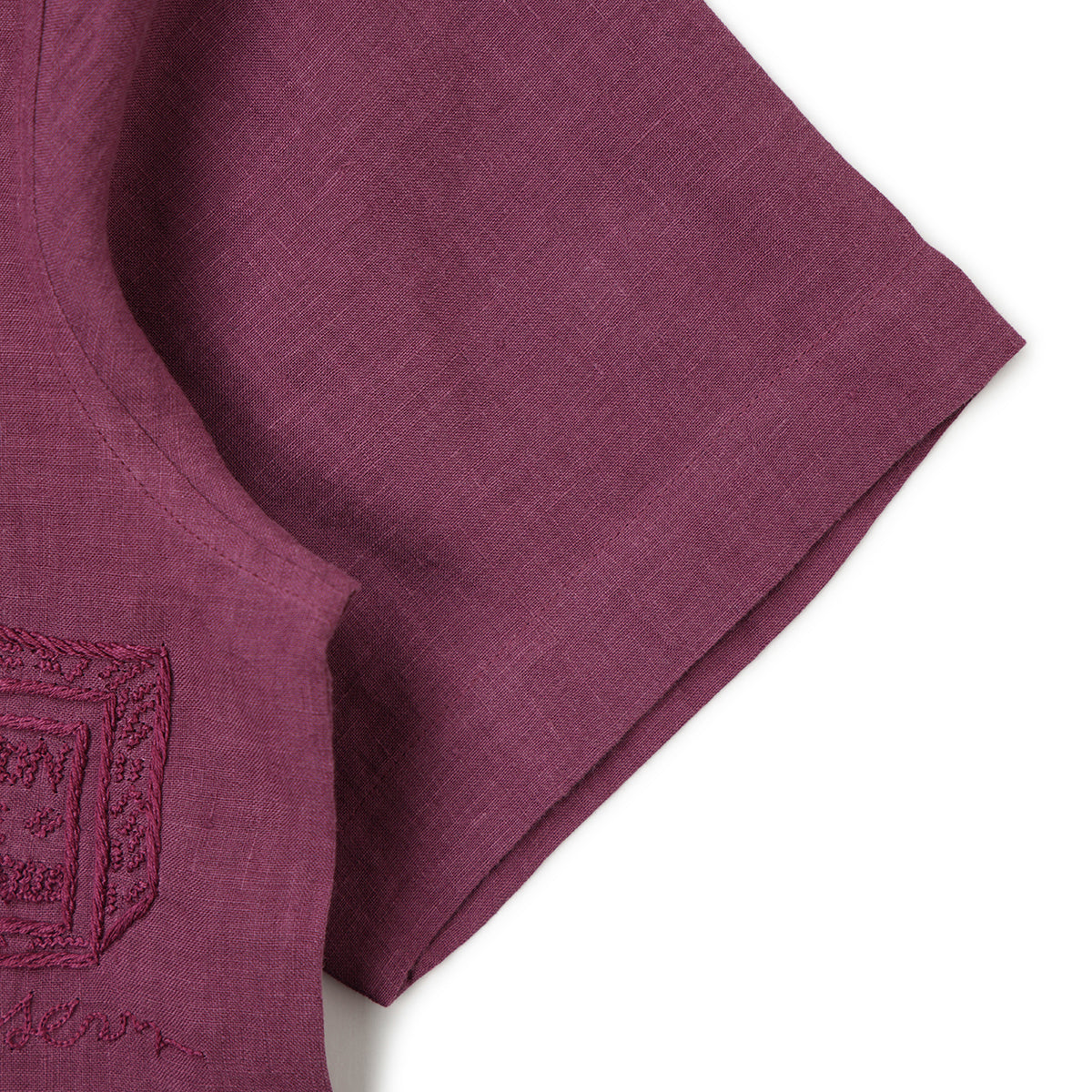 ミーコレクション / オープンカラー 刺繍 リネン シャツ/SHIRT SUBHA BORDEAUX
