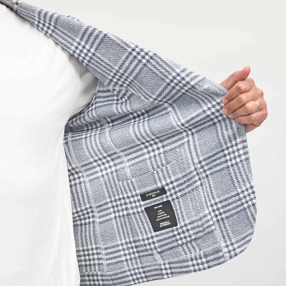 CIRCOLO 1901(チルコロ1901) S.JACKET リネンコットンナイロン ストレッチ グレンチェック シングルシャツジャケット