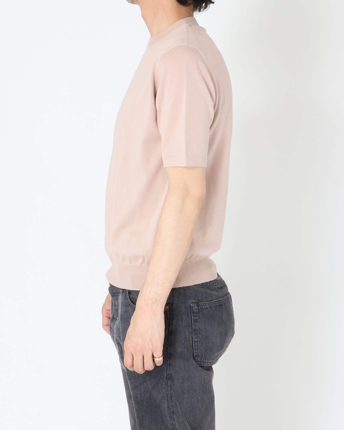 モルガーノ / GIZAコットン クルーネックニット S/S / ベージュ