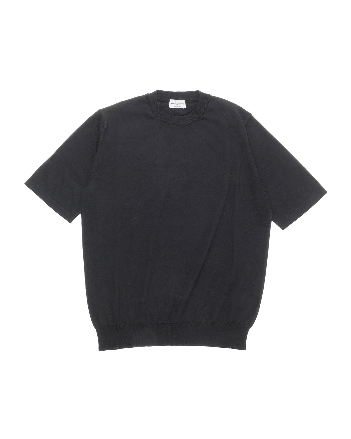 モルガーノ / GIZAコットン クルーネックニット S/S / ブラック