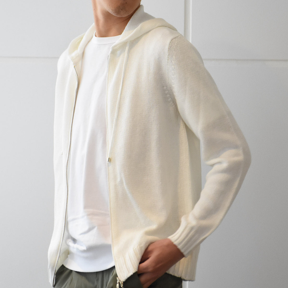 セッテフィーリカシミア / 【BR別注】リネン&コットン ジップアップ ニットパーカー/RAMAFZ/BR