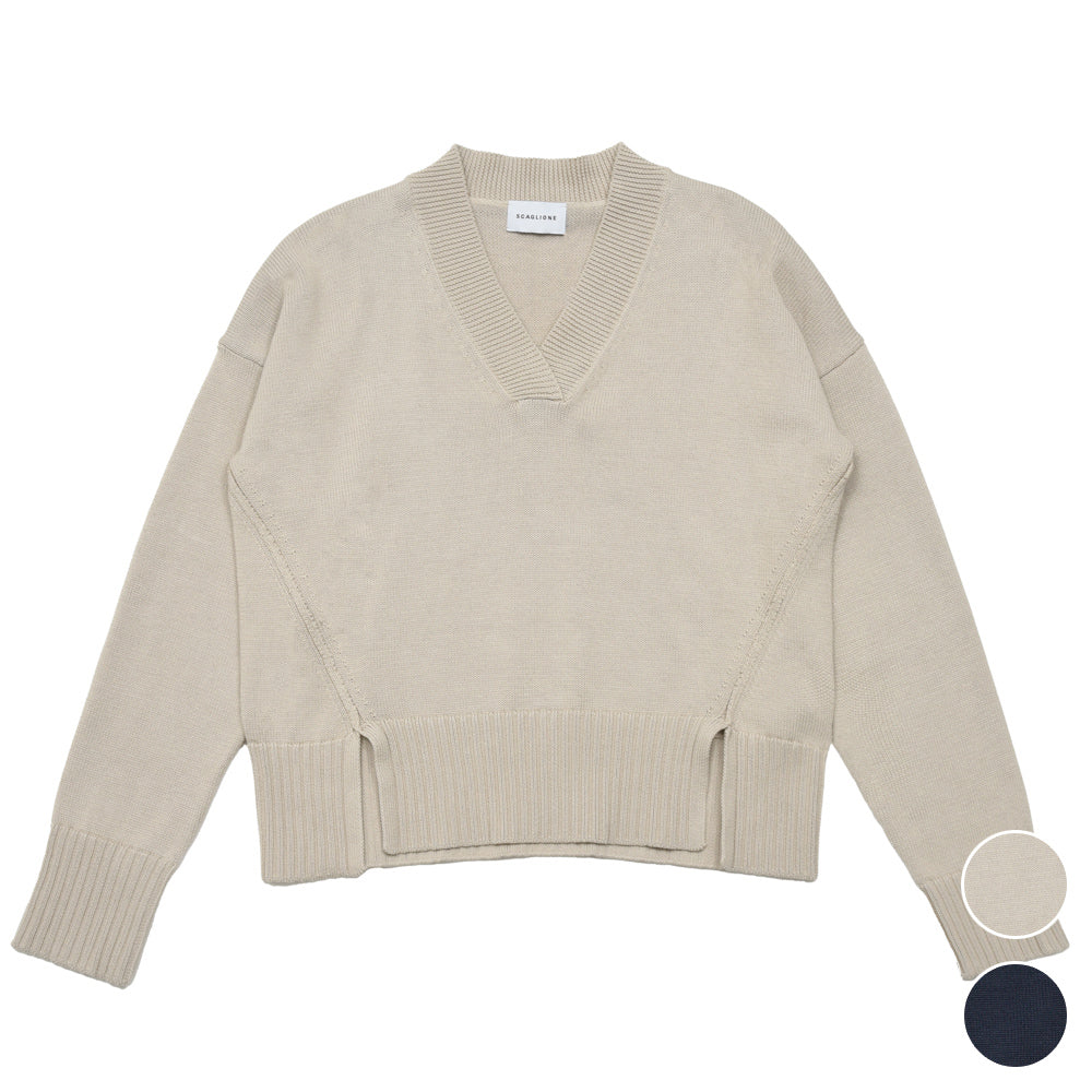 SCAGLIONE(スカリオーネ) DSC025 ソフトコットンリブVネック