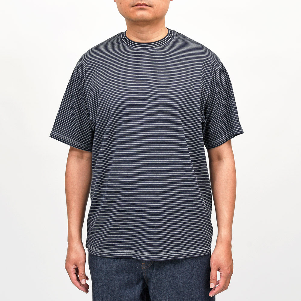 Yonetomi(ヨネトミ) GARMENT DYED BORDER T-SHIRT コットンポリエステル ガーメントダイ ボーダー クルーネックカットソー