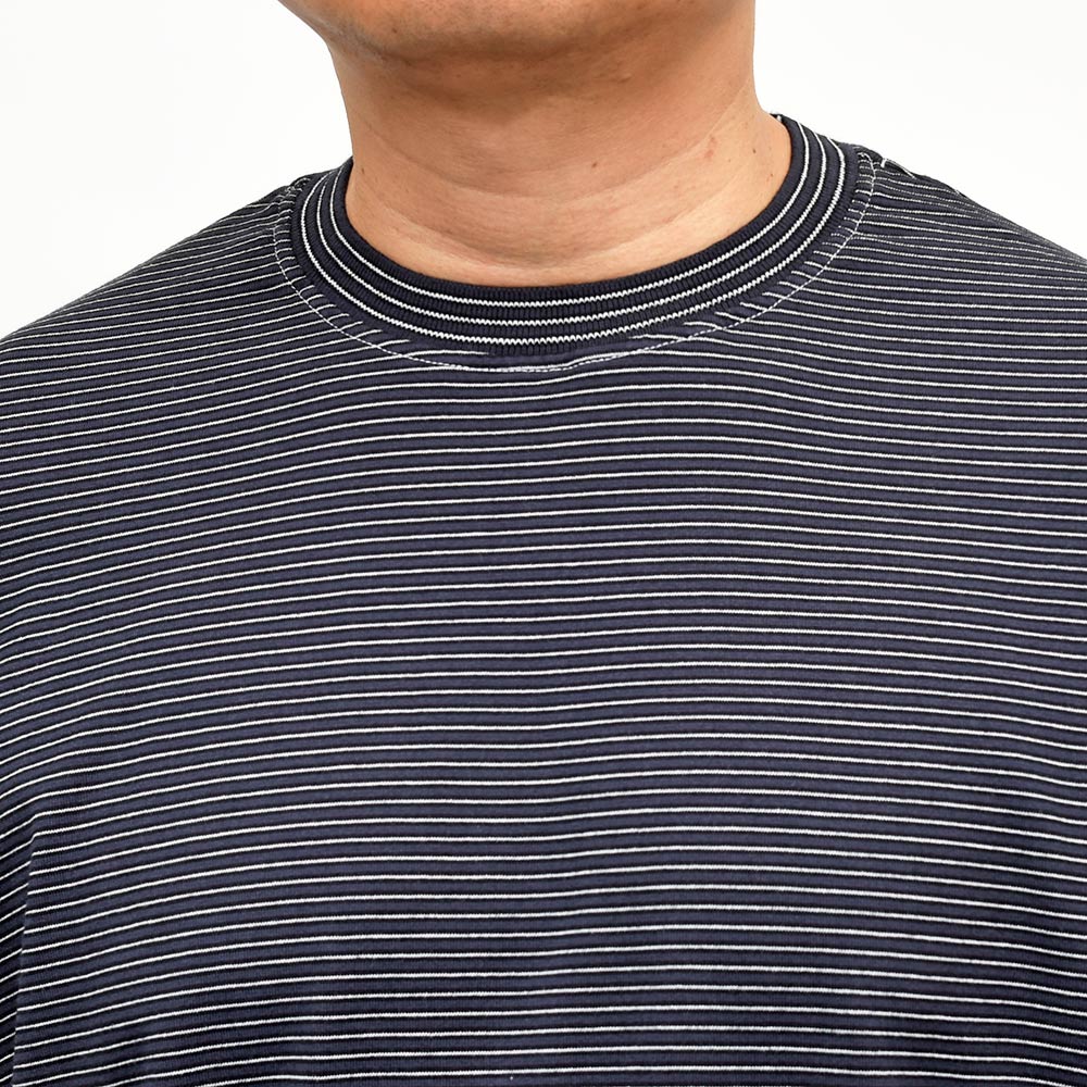 Yonetomi(ヨネトミ) GARMENT DYED BORDER T-SHIRT コットンポリエステル ガーメントダイ ボーダー クルーネックカットソー