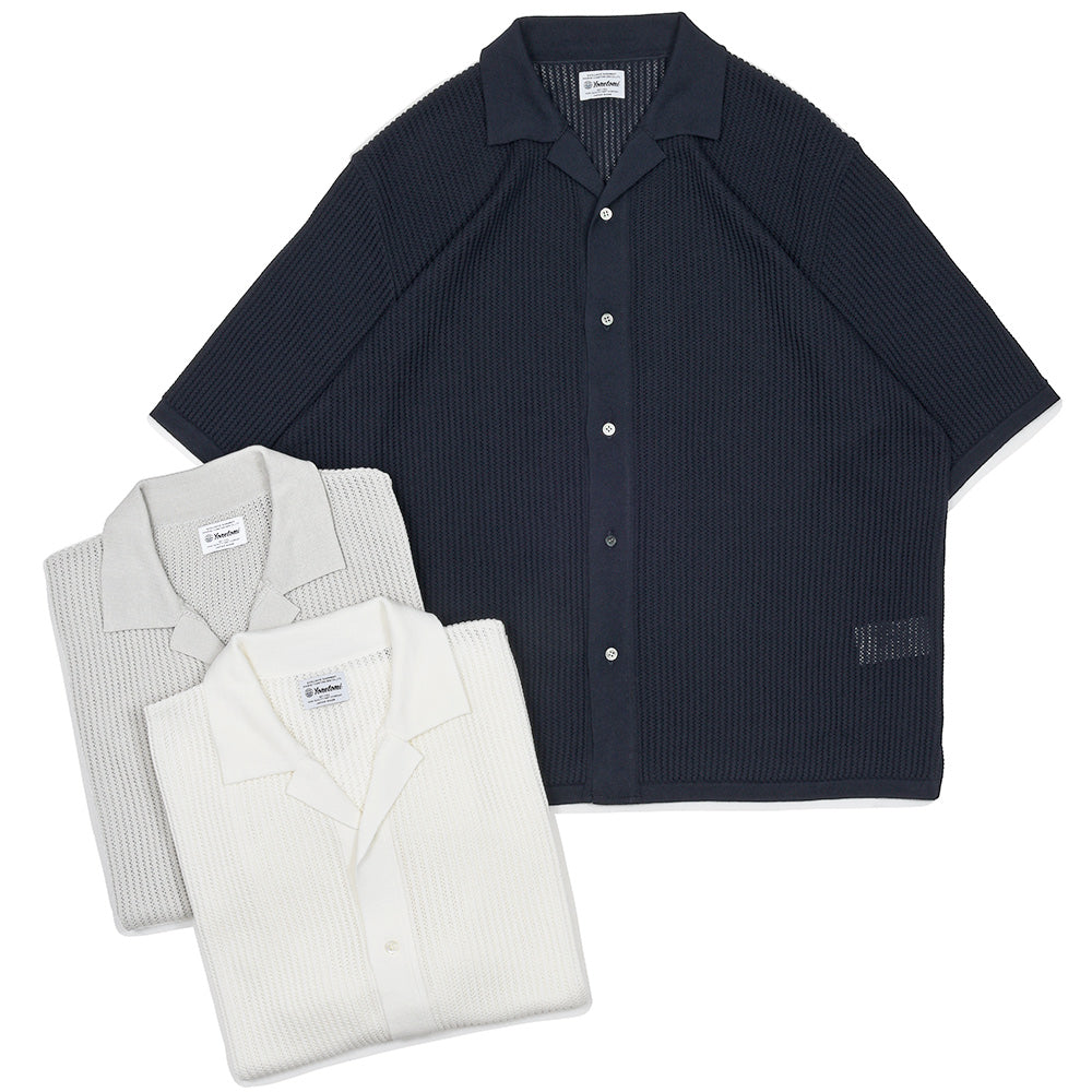 Yonetomi(ヨネトミ) COTTON SUKASHI KNIT SHIRT コンパクトスピンコットン ニットシャツ