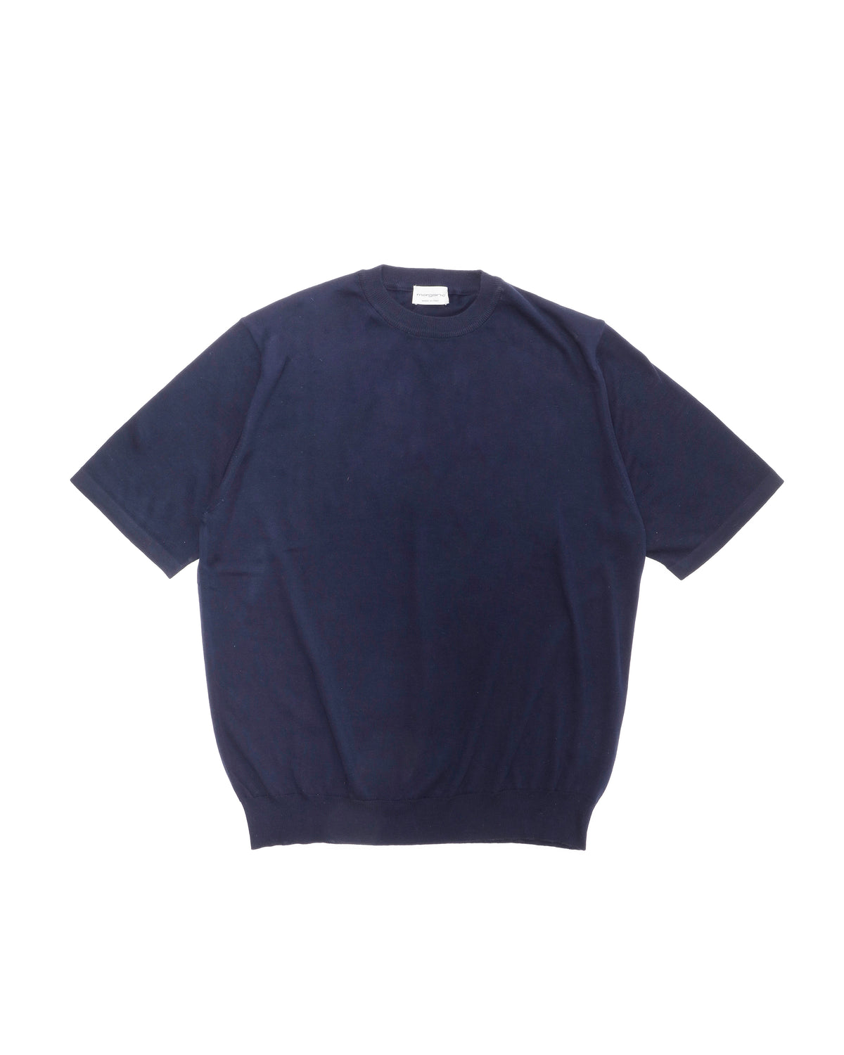 モルガーノ / GIZAコットン クルーネックニット S/S / ネイビー