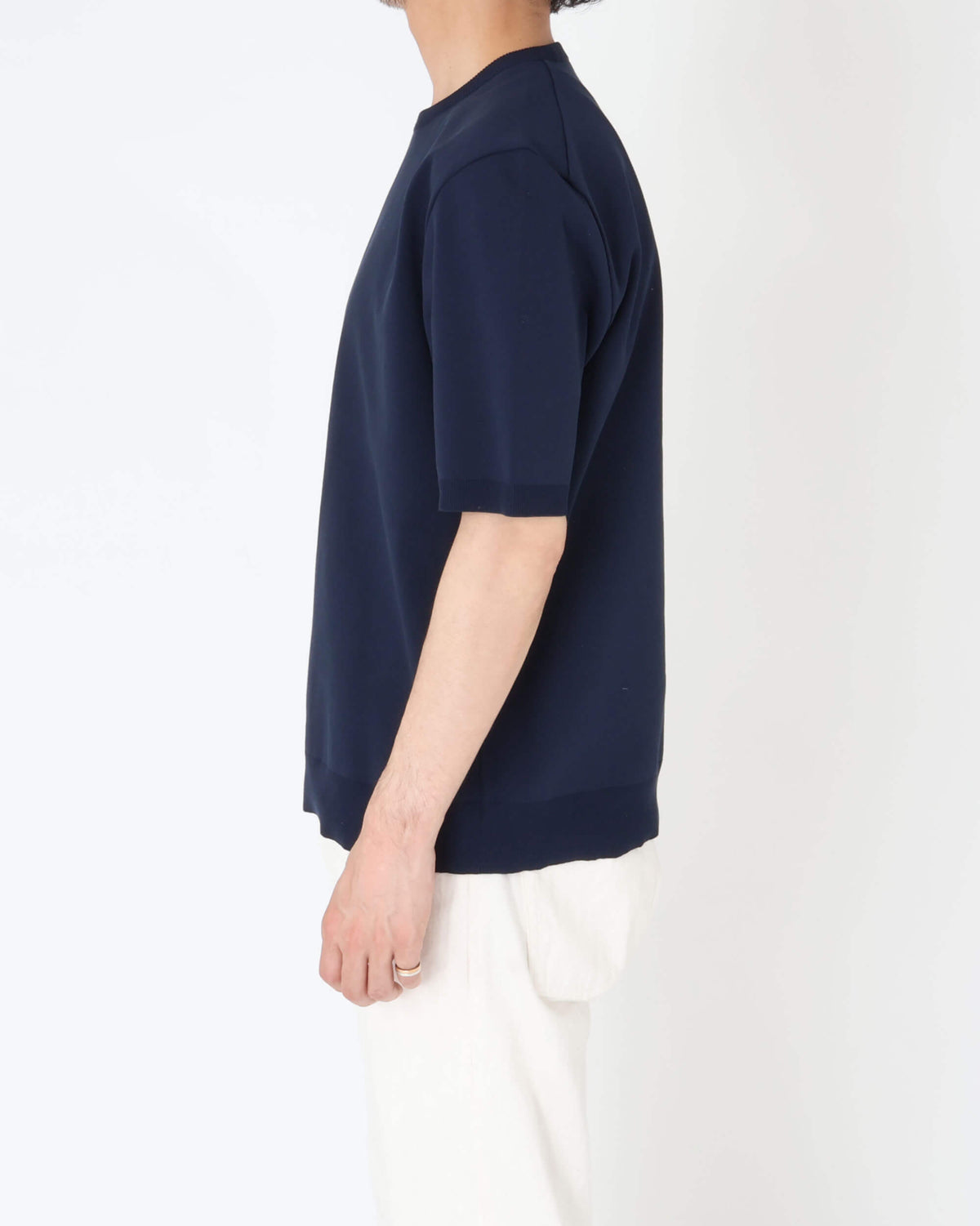 モルガーノ / GIZAコットン クルーネックニット S/S / ネイビー