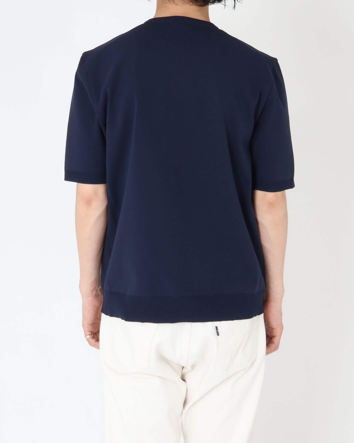 モルガーノ / GIZAコットン クルーネックニット S/S / ネイビー