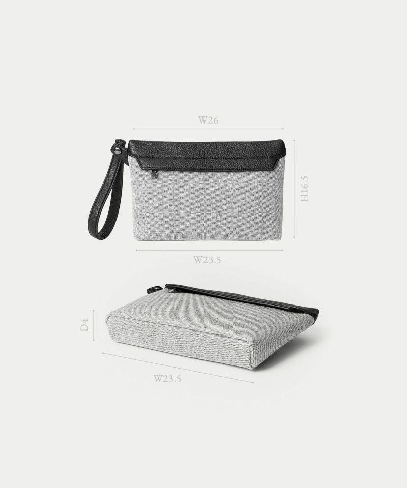 【EMMETI × ETiAM コラボ】POUCH IN CALFSKIN × FABRIC