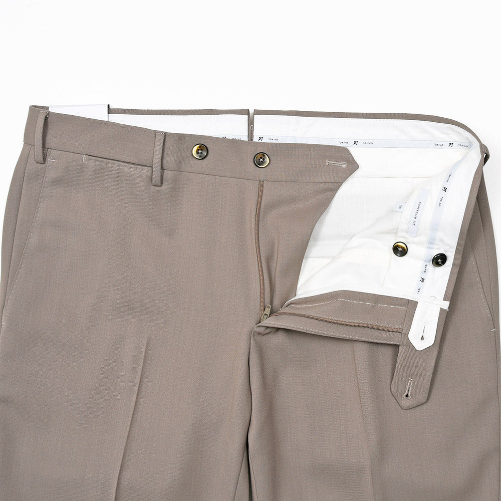 PT TORINO(ピーティー トリノ) Travel ウォッシャブルテクノウール ストレッチ サキソニー ノープリーツ ドレスパンツ SUPERSLIM FIT/PO36