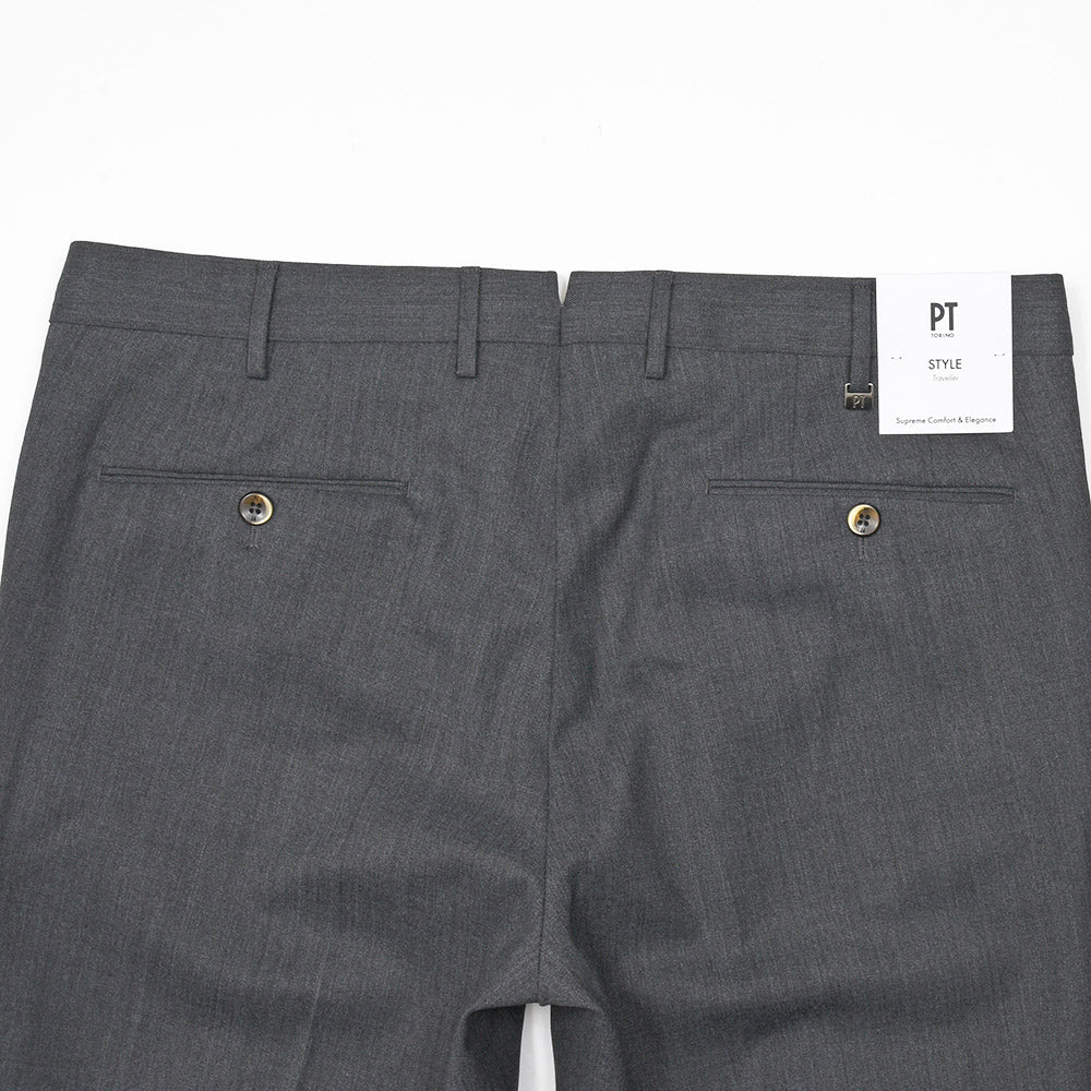PT TORINO(ピーティー トリノ) Travel ウォッシャブルテクノウール ストレッチ サキソニー ノープリーツ ドレスパンツ SUPERSLIM FIT/PO36