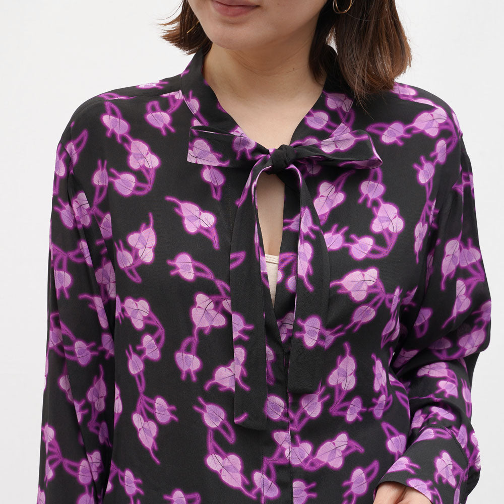 DOROTHEE SCHUMACHER(ドロシーシューマッハ)<BR>G11603-07 リーフプリント ボウタイブラウス