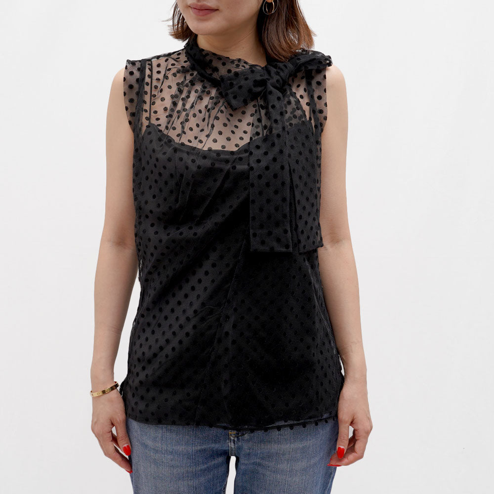 DOROTHEE SCHUMACHER(ドロシーシューマッハ)<BR>G11815-36 ドットレース ノースリーブブラウス