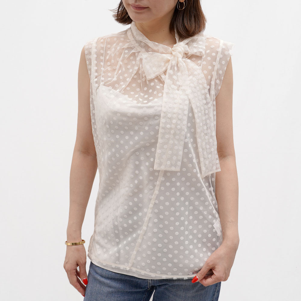 DOROTHEE SCHUMACHER(ドロシーシューマッハ)<BR>G11815-36 ドットレース ノースリーブブラウス