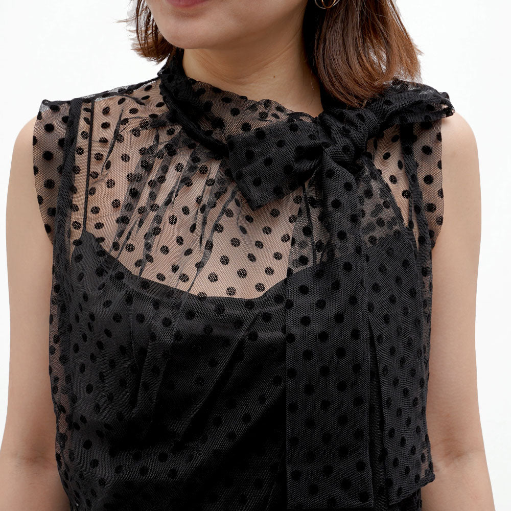 DOROTHEE SCHUMACHER(ドロシーシューマッハ)<BR>G11815-36 ドットレース ノースリーブブラウス