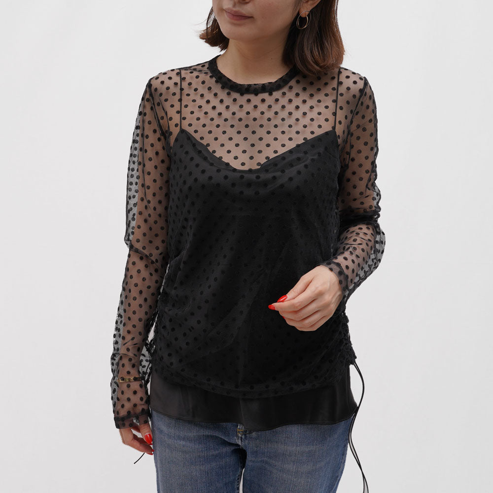 DOROTHEE SCHUMACHER(ドロシーシューマッハ)<BR>G11814-36 ドットレース ロングスリーブブラウス