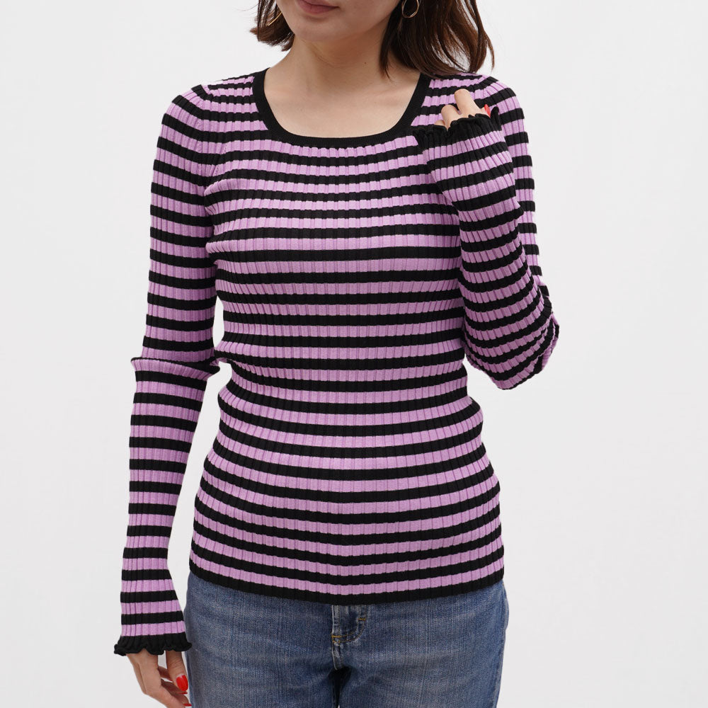 DOROTHEE SCHUMACHER(ドロシーシューマッハ)<BR>G11726-50 ボーダー リブニット