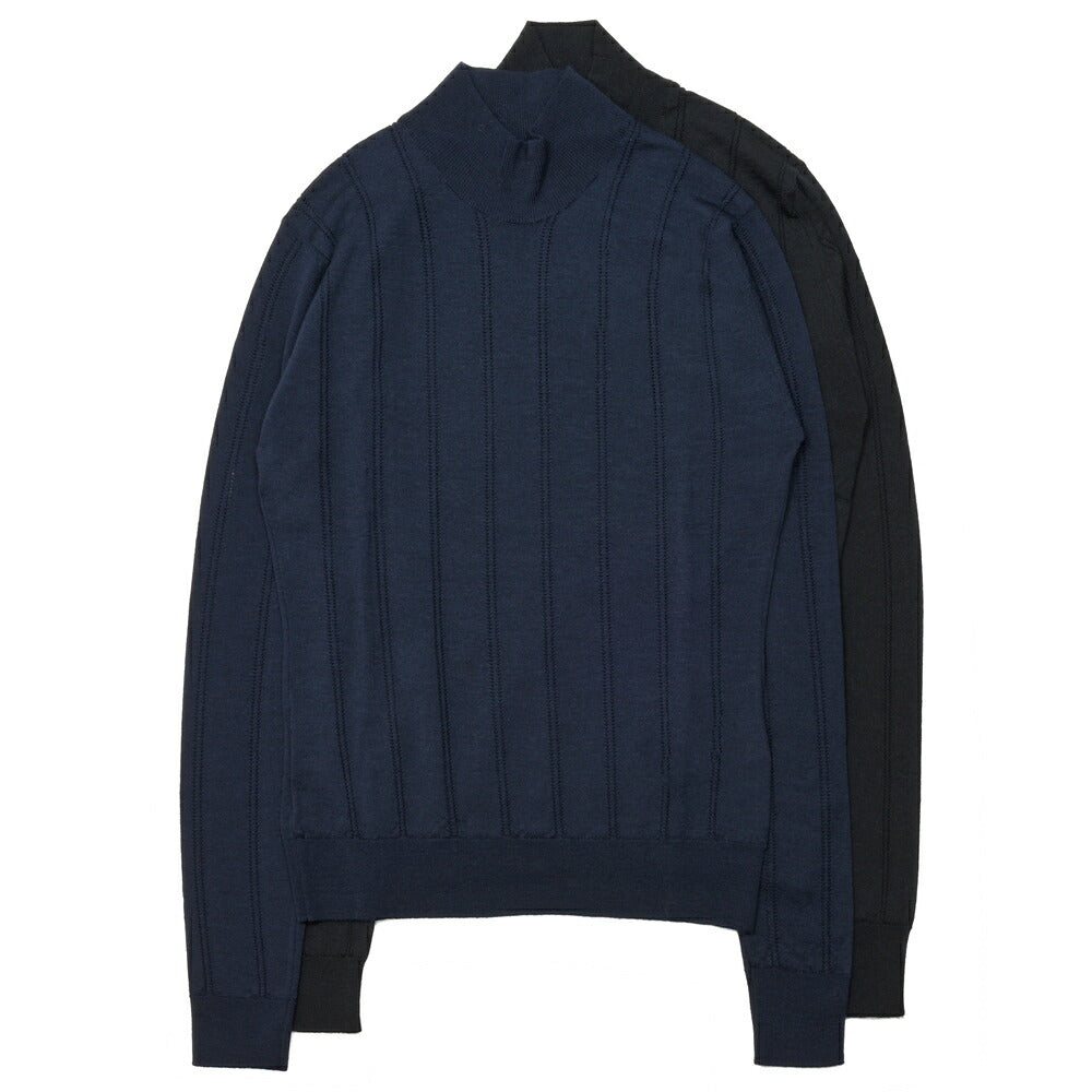 JOHN SMEDLEY(ジョンスメドレー) VENECIA ストライプアイレットモックネックプルオーバー 26066001030